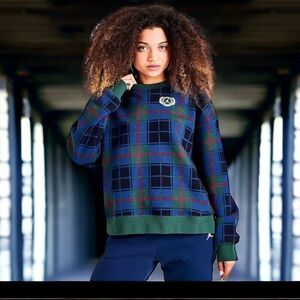 Nike Air Jordan Sweatshirt WMNS 2X Green Brooklynn Fleece‎ Plaid Holiday Festive